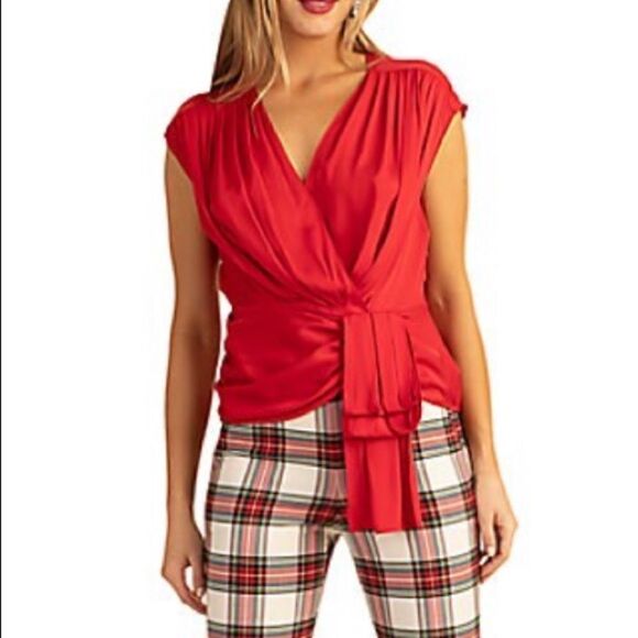 NWT Trina Turk Stunning Ribbon Red Bijou Top Women’s Size 4 - Picture 1 of 5
